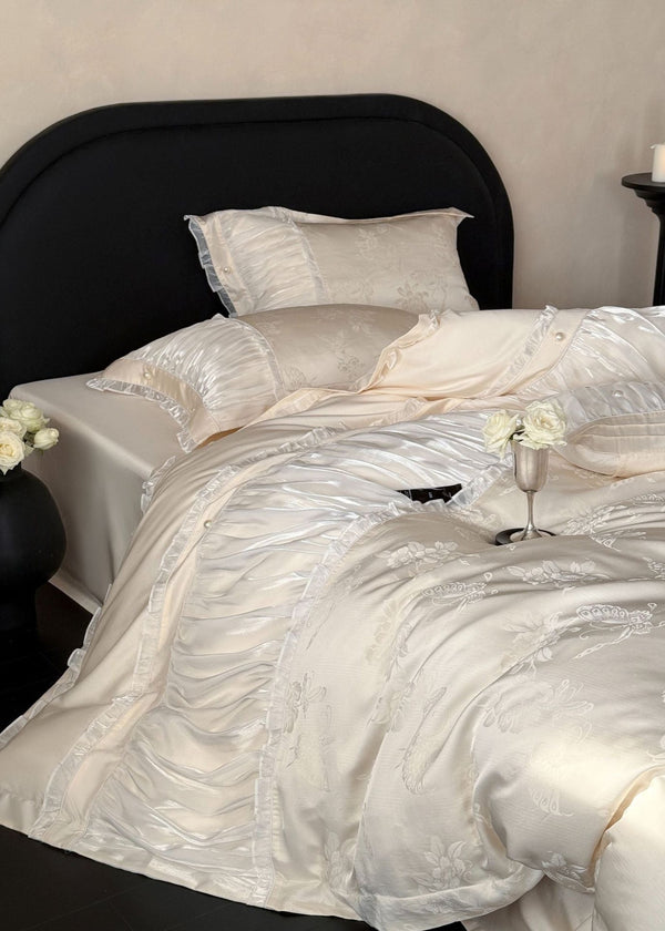 Aurora Lace Floral TENCEL™ Bedding Set / Beige