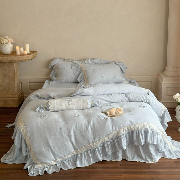 Beatrice Rose Lace Ruffle Bedding Bundle