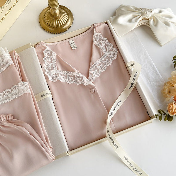Blush Pink Silky Lace Pajama Set (Final Sale)