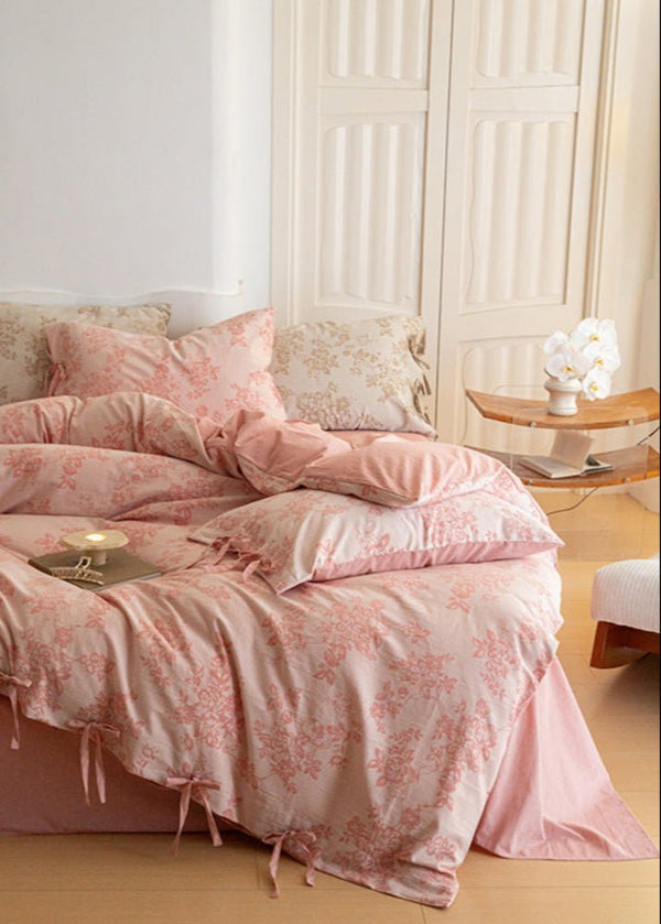 Bonnie Ribbon Bow Tie Floral Bedding Set / Khaki