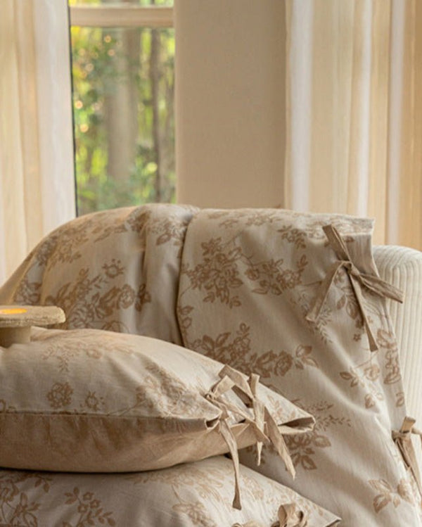 Bonnie Ribbon Bow Tie Floral Bedding Set / Pink