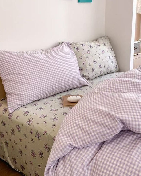 Chloe Pastel Candy Cotton Bedding Set / Blue Dots