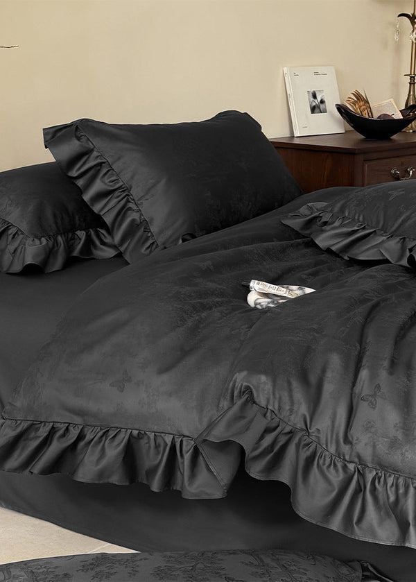 Elise French Lace Jacquard Satin Bedding Set / Beige