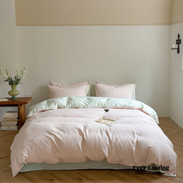 Emma Duo Striped Jacquard Bedding Set / Pink