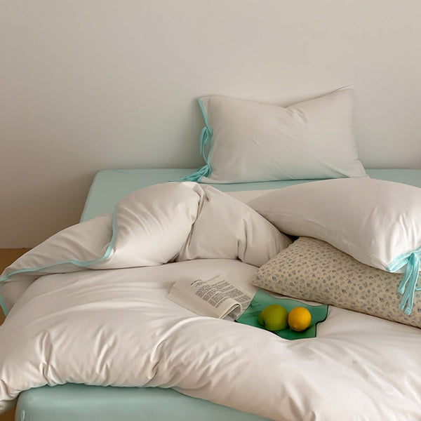 Evangeline Pastel Bow Tie Twill Bedding Set / Green