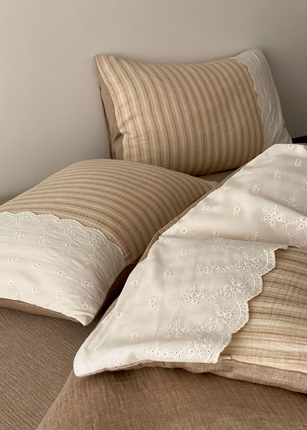 Florence Lace Double Gauze Striped Bedding Bundle
