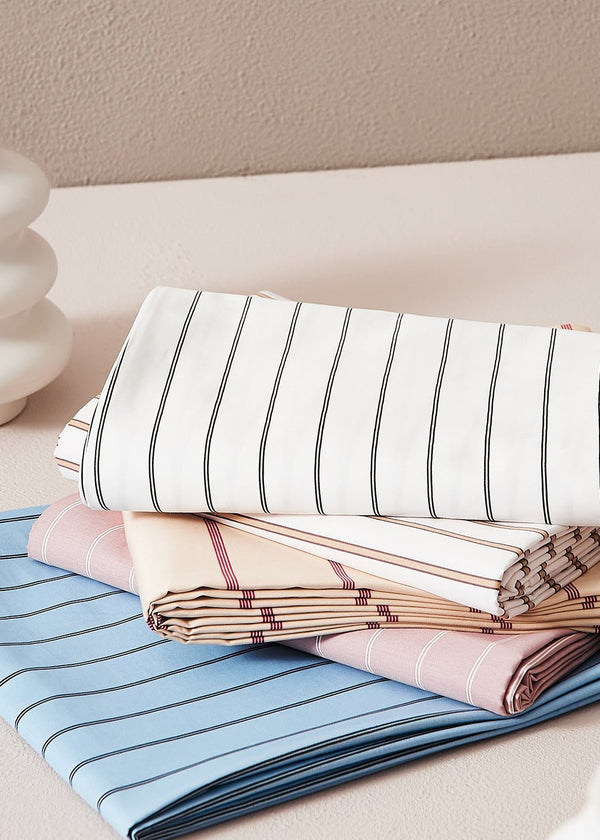 Henry Striped Bed Sheet / White