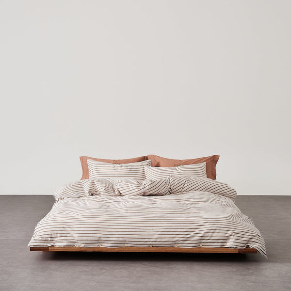 Henry Striped Duvet Cover / White