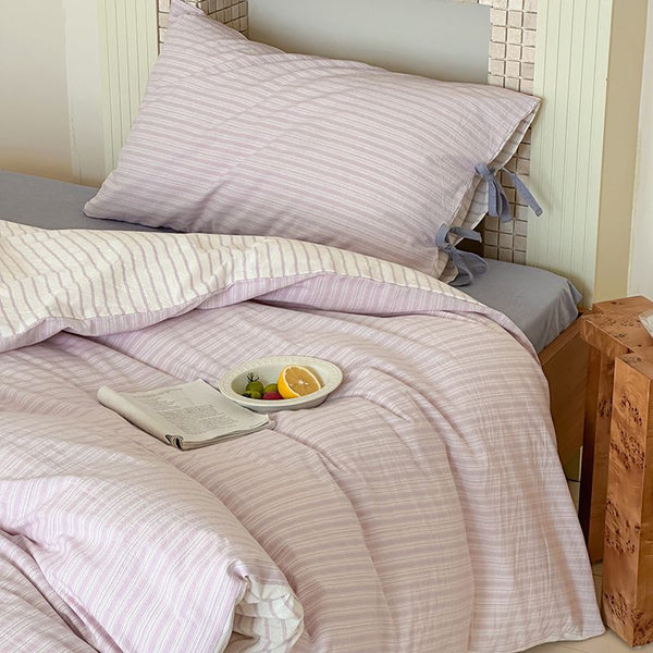 Josie Bow Tied Stripe Pillowcases / Purple