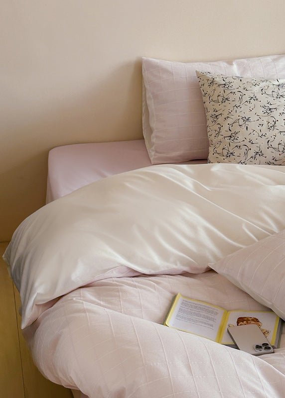 Lucy Gingham Textured Bedding Set / Blue