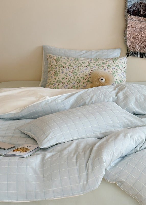 Lucy Gingham Textured Bedding Set / Pink