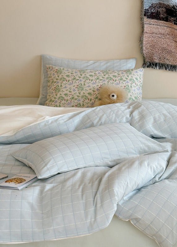 Lucy Gingham Textured Bedding Set / Pink (with Pillowcase Mixed Floral)