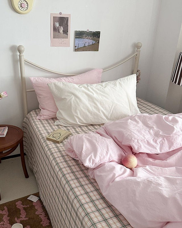 Maisie Soft Pink Plaid Bedding Bundle