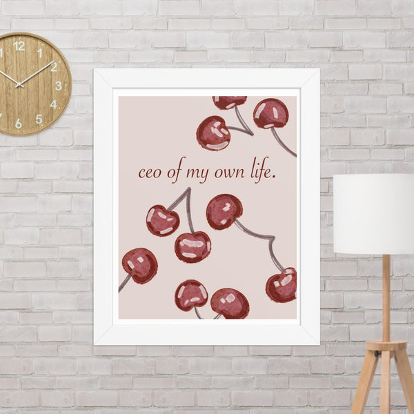 Minimalist Cherry Retro Framed Poster
