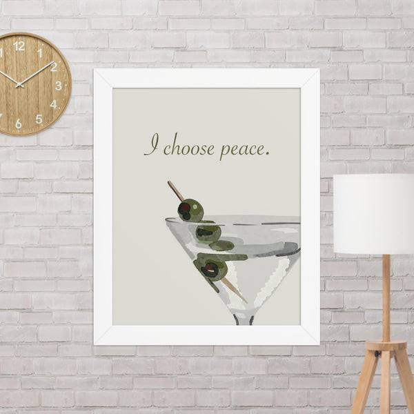 Minimalist Watercolor Martini Wall Art