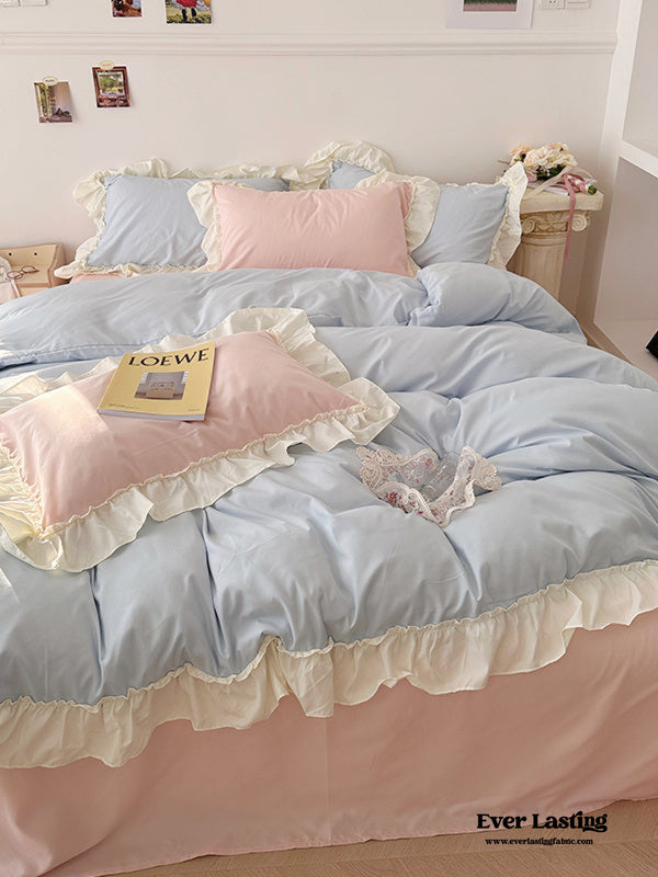 Mixed Color Pastel Ruffle Bedding Set