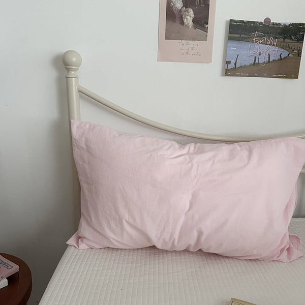 Muted Blush Cotton Pillowcase / Pink