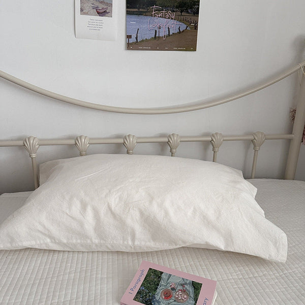 Muted Blush Cotton Pillowcase / White