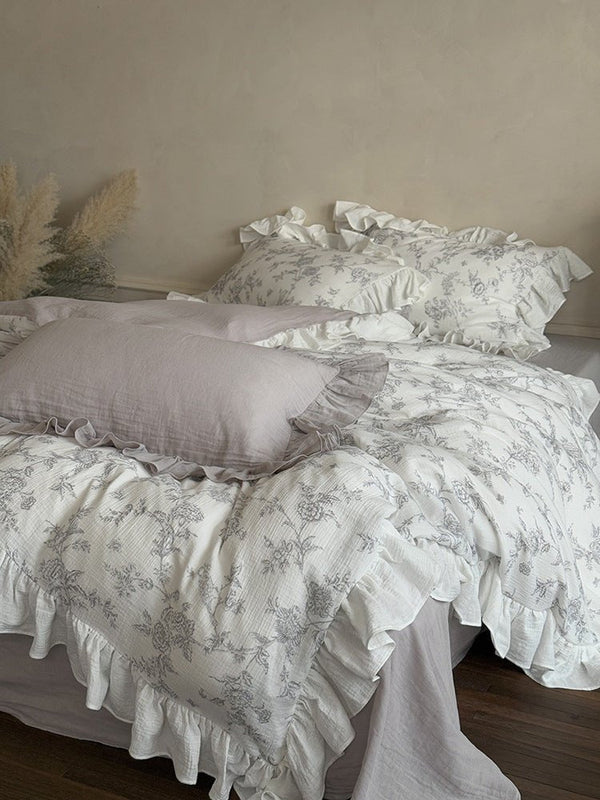 Ophelia Floral Ruffle Double Gauze Bedding Set