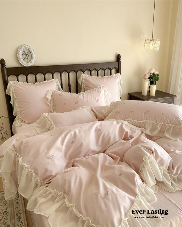 Rosalie Embroidered Cotton Ruffle Bedding Bundle