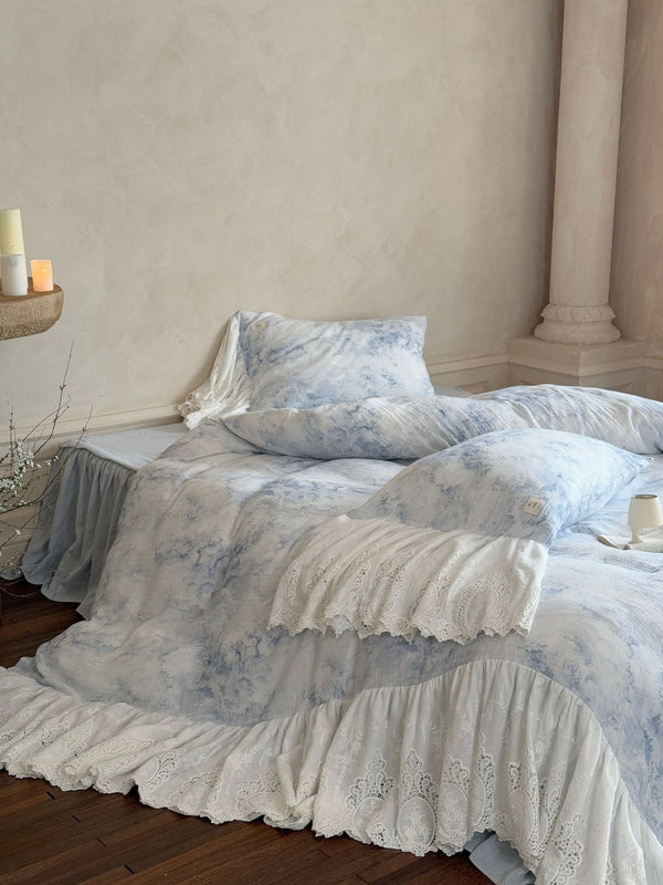 Sylvie Lace Gauze Bedding Set / Blue Sky