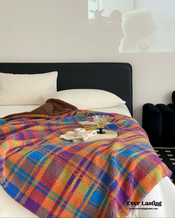 Vintage Cozy Coral Fleece Blanket / Plaid