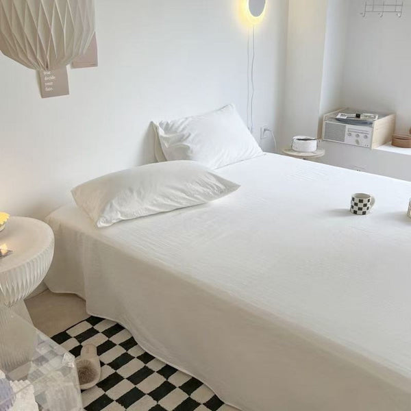 Washed Cotton Bed Sheets / White (Final Sale)