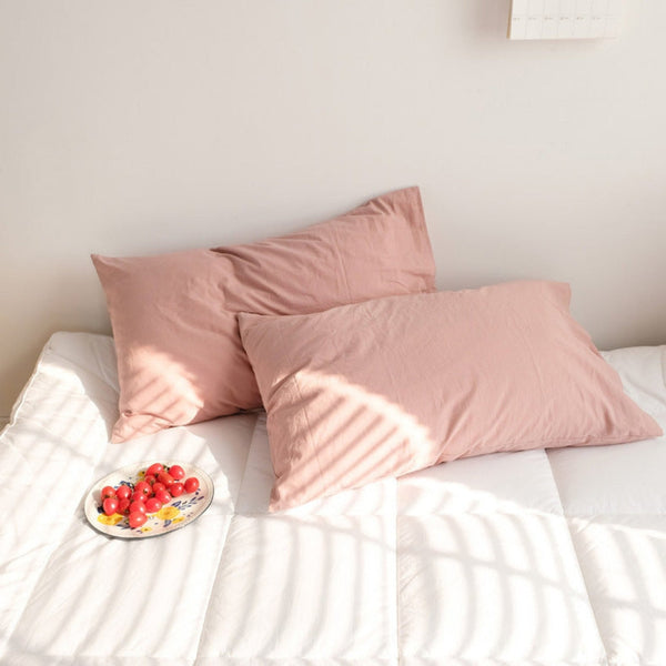 Washed Cotton Pillowcases / Pink (Final Sale)